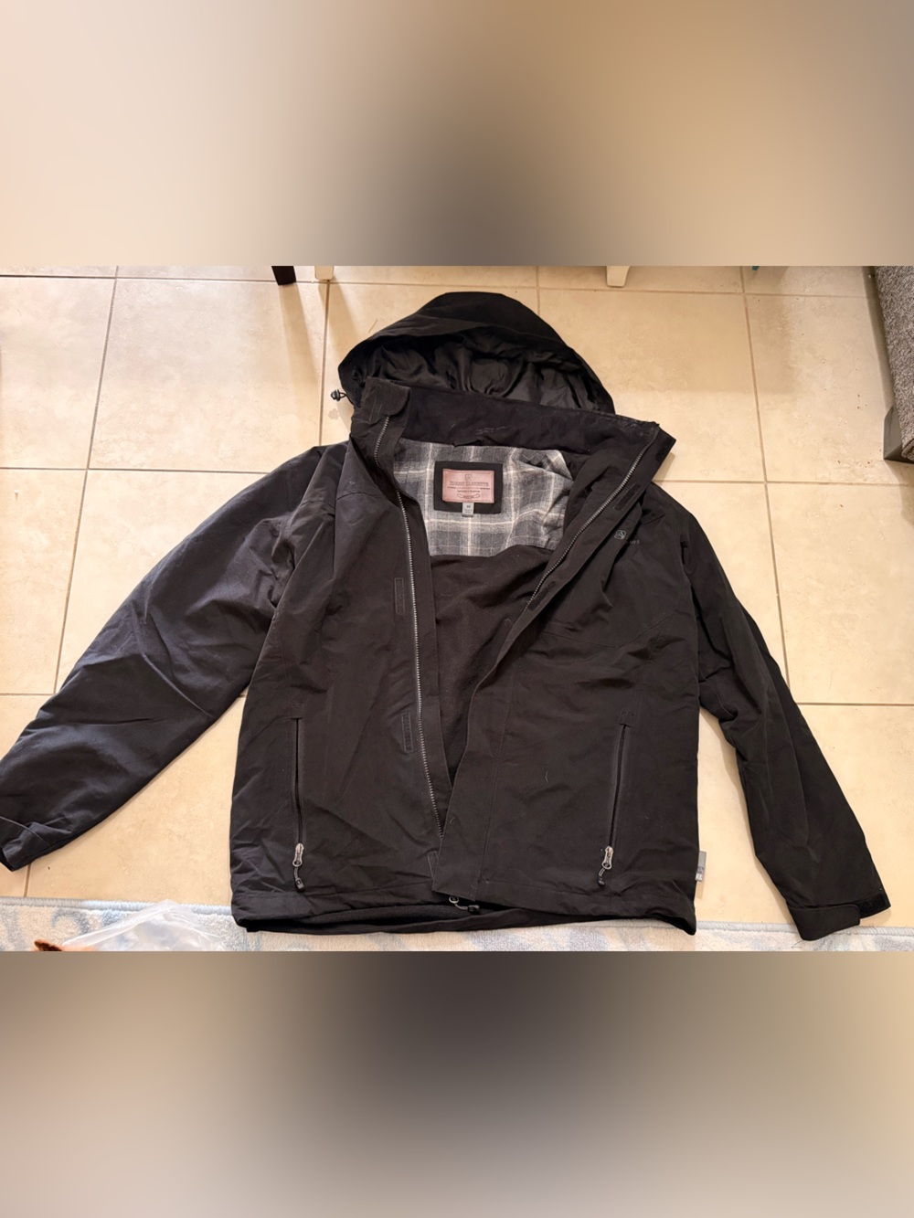 Men's Hooded Black Raincoat - Weather-Resistant Jacket